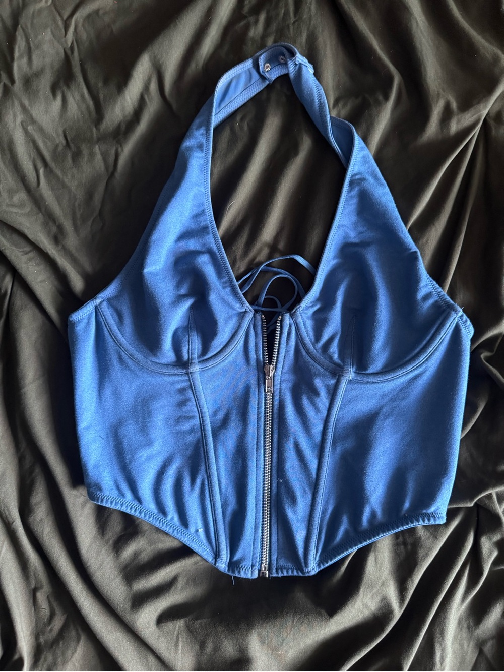 Urban Outfitters Blue Lace-Up Corset Top